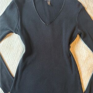 Banana Republic Black Ribbed Knit Top